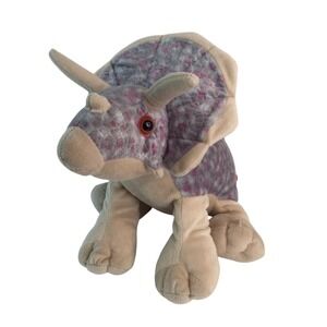 Wild Republic Triceratops Plush 14" Blue Purple Spots Dinosaur K&M International